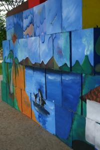 Cubos pintados por niños, Taller de Pintura